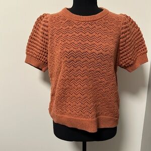 **MADEWELL* Burnt Orange Shorts Sleeve Knitted Sweater Size Large